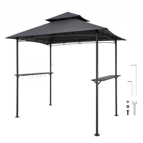 VEVOR Grillpavillon, 2430x1500x500 mm, Grillüberdachung für Außengrill, 2-stufige BBQ-Gazebo-Überdachung, Doppeldach Gartenpavillon 2–4 Personen, ideal für Terrasse, Hinterhof & Garten