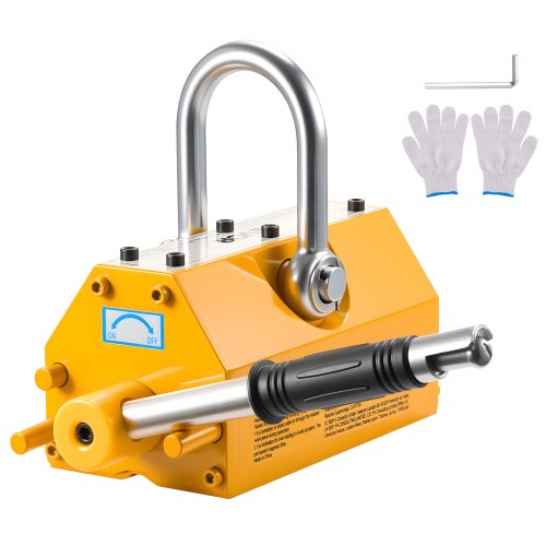 VEVOR Lasthebemagnet Permanentmagnetheber 600 kg Zugkraft Hebemagnet mit Entriegelungsgriff & Stahlhaken, verwendet in Werkstattkränen und Hebezeugen, zum Heben von Stahlplatten, Brettern