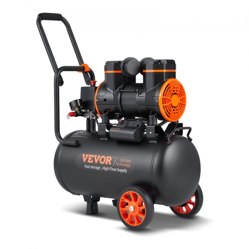 VEVOR Druckluftkompressor 2800U/min Flüsterkompressor 70dB Ölfreier Kompressor mit 2 Rädern 24L Druckbehälter 6-8Bar 1450W (2PS) 3,5 MPa  Autoreparaturen Sprühlackierung Holzarbeiten