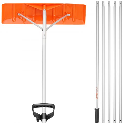 VEVOR Schneeschaufel Dach 64 cm, Einstellbereich 1,52 bis 6,4 m, Dachschneeräumer aus Aluminium und ABS Schaufel, Schneeschieber Schneeräumer Dachräumer mit Rutschfester Griff