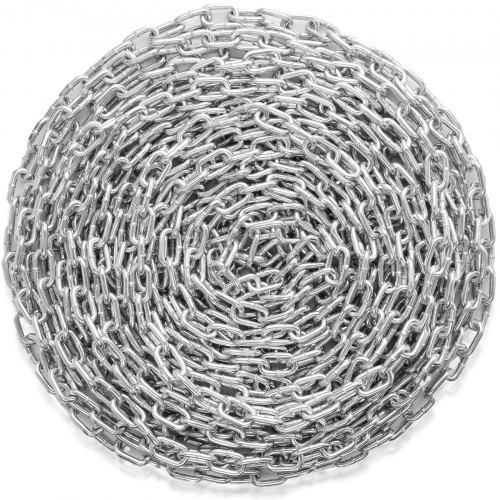 VEVOR Proof Coil Chain, 5/16" x 92', 1667 lbs sichere Arbeitslast, verzinkte, geprüfte Coil Chain mit zwei Schnellgliedern, verzinkte Gliederkette aus Karbonstahl zum Schleppen, Aufhängen, Camping, Schleppen von Haustieren