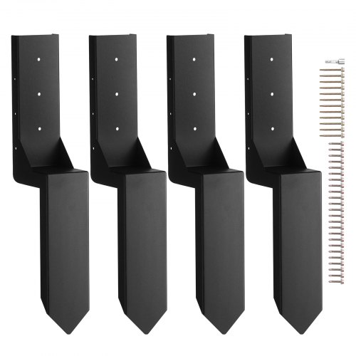 VEVOR Reparaturset für Zaunpfostenanker 4er-Pack Innendurchmesser 8,9 x 8,9 cm Stützpfosten aus Stahl für Zaunpfosten Anker-Erdspieß zur Reparatur von geneigten gebrochenen Holzzaunpfosten Umhüllung