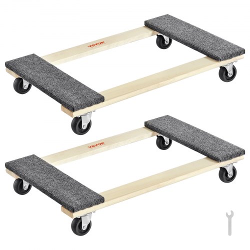 VEVOR Möbelwagen, Möbelwagen, 4 Räder, tragbare bewegliche Rollen, robust, ineinandergreifend, klein, flach, für schwere Möbel, 2 Stück, 40,6 x 27,9 cm, 227,8 kg Kapazität, schwarz