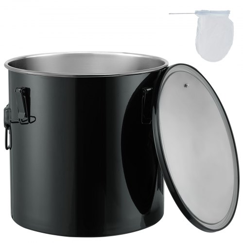 

VEVOR Fritteusen-Fetteimer Öl-Entsorgungsbehälter 30 L, Edelstahl-Fritteusenöleimer, Rostfreie Beschichtung, Öltransportbehälter mit Deckel, Filterbeutel zum Filtern von Heißem Speiseöl, Schwarz
