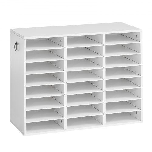 VEVOR Dokumentenablage Holz Schreibtisch Organizer mit 24 Fächern Weiß, Ablagefach für Standard-A4-Dokumente Akten & Papiere, mit Verstellbaren Einlegböden für Büro, Zuhause & Klassenzimmer, MDF