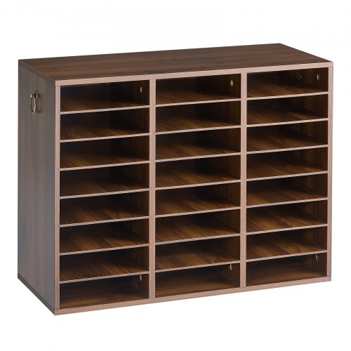 VEVOR Dokumentenablage Holz Schreibtisch Organizer mit 24 Fächern Braun, Ablagefach für Standard-A4-Dokumente Akten & Papiere, mit Verstellbaren Einlegböden für Büro, Zuhause & Klassenzimmer, MDF