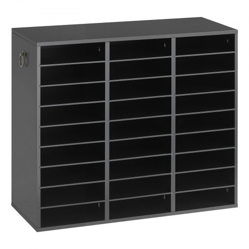 VEVOR Dokumentenablage Holz Schreibtisch Organizer mit 27 Fächern Schwarz, Ablagefach für Standard-A4-Dokumente Akten & Papiere, mit Verstellbaren Einlegböden für Büro, Zuhause & Klassenzimmer, MDF