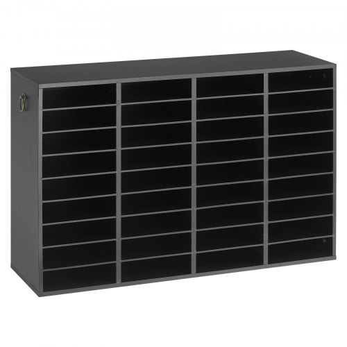 VEVOR Dokumentenablage Holz Schreibtisch Organizer mit 36 Fächern Schwarz, Ablagefach für Standard-A4-Dokumente Akten & Papiere, mit Verstellbaren Einlegböden für Büro, Zuhause & Klassenzimmer, MDF
