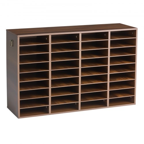 VEVOR Dokumentenablage Holz Schreibtisch Organizer mit 36 Fächern Braun, Ablagefach für Standard-A4-Dokumente Akten & Papiere, mit Verstellbaren Einlegböden für Büro, Zuhause & Klassenzimmer, MDF