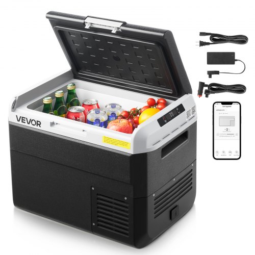 VEVOR Kompressor Kühlbox 30 L, Tragbarer Autokühlschrank mit Einstellbarer Temperatur & App-Steuerung, Kühlschrank 12/24 V DC und 100–240 V AC für Outdoor Camping Reisen und Wohnmobile