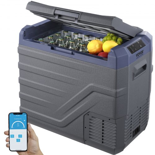 

VEVOR Autokühlschrank, 12-Volt-Autokühlschrank, 45-l-Einzelzonen-Tragbarer Gefrierschrank mit eingebautem Licht, -20 °C bis 20 °C, 12/24 V DC und 100–240 V AC Kompressorkühler für Outdoor, Camping, Wohnmobil