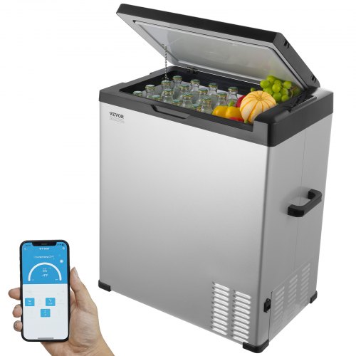 VEVOR Autokühlschrank, 12-Volt-Autokühlschrank, tragbarer 70-Liter-Einzelzonen-Gefrierschrank, einstellbarer Bereich von -4℉ bis 68℉, 12/24 V DC und 100-240 V AC-Kompressorkühler für Outdoor, Camping, Wohnmobil