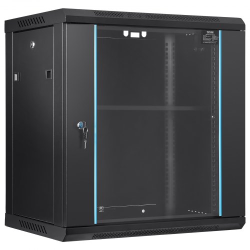 VEVOR 12U Netzwerk-Serverschrank zur Wandmontage, 39.4cm/15.5" tief, Server-Rack-Schrankgehäuse, ca. 91 kg. Bodenmontierte Ladekapazität, mit abschließbaren Glastür-Seitenwänden, für IT-Geräte, A/V-Geräte