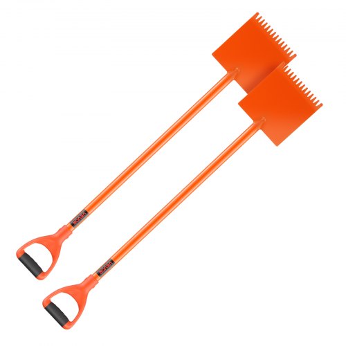 VEVOR Schindelschaufel, 2 Stk., Schindelentferner mit D-Griff, Dachtrenner aus hochhartem 45#-Stahl, Schieferabzieher, leichtes Werkzeug zum einfachen Abreißen von Dachpappe & Nägeln, Orange