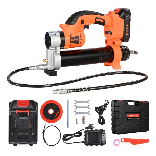 

VEVOR Akku-Fettpresse, 55 MPa, Einhandfettpresse mit 2,0 Ah Akku & LED-Licht, 76,2 cm Schlauch & Tragetasche, Auslöser, Kompatibel mit 18V Makita-Akkus, Schmieren von Fahrzeugen oder Maschinen