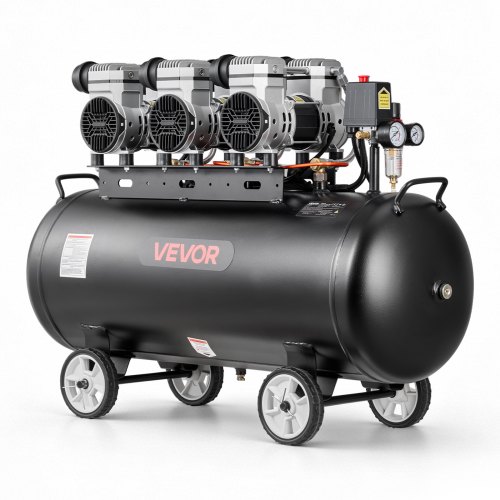 

VEVOR 3 KW Druckluftkompressor, Ölfreier Kompressor mit 100 L Lufttank, Flüsterkompressor mit 198 L/min bei 6,2 bar & Max. 8 bar, Tragbarer Luftkompressor mit Rädern & Griff für Werkstatt Heimwerker