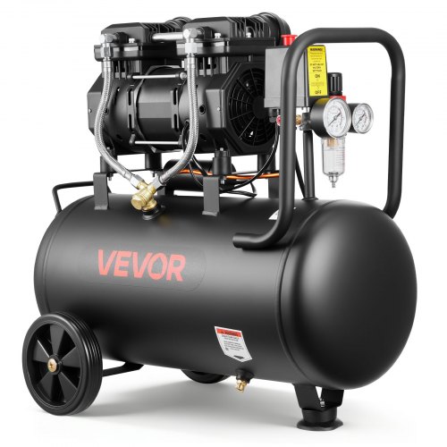 VEVOR 1,5 KW Druckluftkompressor, Ölfreier Kompressor mit 30 L Lufttank, Flüsterkompressor mit 126 L/min bei 6,2 bar & Max. 8 bar, Tragbarer Luftkompressor mit Rädern & Griff für Werkstatt Heimwerker