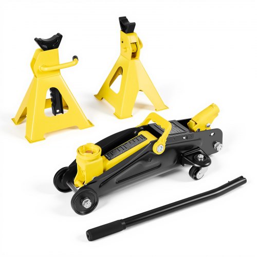 VEVOR Rangierwagenheber Wagenheber mit niedrigem Profil & Ständern hydraulisch 2 t, Einzelkolben-Schnellhubpumpe, 13-31 cm Hubhöhe, hydraulische Wagenheber für kompakte SUVs Gelb + Schwarz