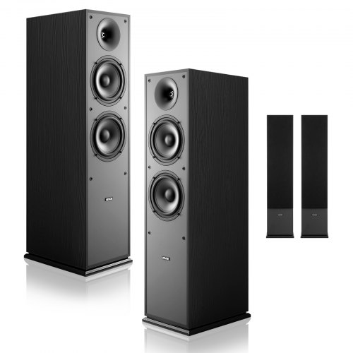 VEVOR Standlautsprecher Paar, 2-Wege, mit 2,54 cm Hochtöner, zwei 16,51 cm Tieftönern, 400 W Spitzenleistung, 65 Hz–20 kHz Frequenzgang, robustes MDF-Gehäuse, für Home-Audio, Paar