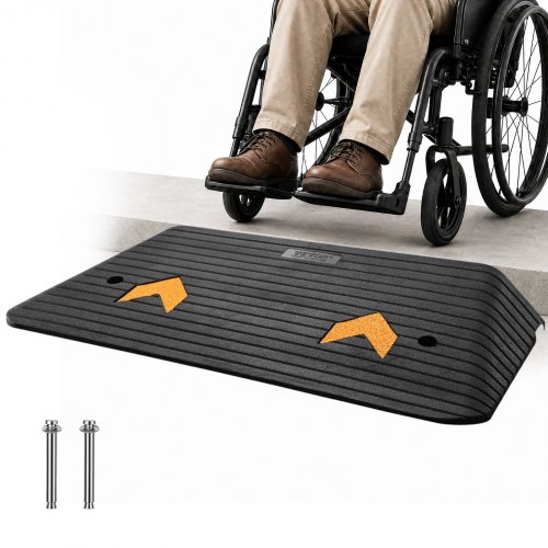 VEVOR Schwellenrampe Vollgummi Türschwellenrampe 15Tonnen Tragfähigkeit Bordsteinrampe mit Kanal 90,2x62x10,2cm Rollstuhlrampe Auffahrrampe Gummirampe Ideal für unebenen Boden Bordsteinkanten