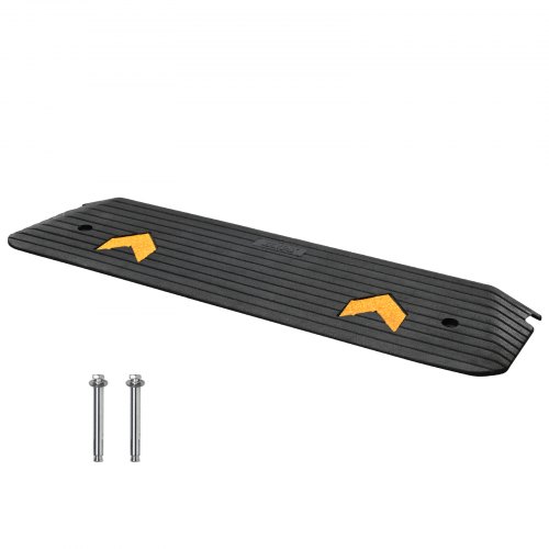 

VEVOR Schwellenrampe Vollgummi Türschwellenrampe 15Tonnen Tragfähigkeit Bordsteinrampe mit Kanal 113x24,1x2,5cm Rollstuhlrampe Auffahrrampe Gummirampe Ideal für unebenen Boden Bordsteinkanten