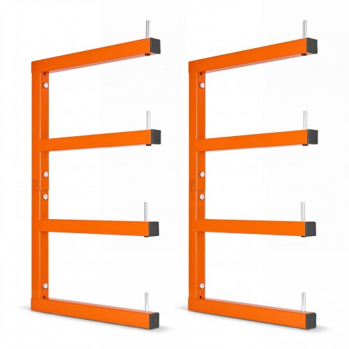 VEVOR 2 Stk. Kragarmregal mit 4 Ebenen Holzlagerregal 100kg Pro Etage Orange