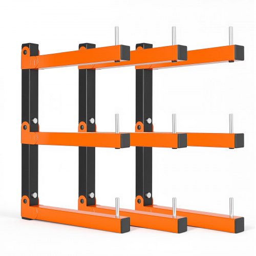 VEVOR 3x Kragarmregal mit 3 Ebenen Faltbares Holzlagerregal 50kg Pro Etage, Metallregal zur Wandmontage für Werkstatt Lager Garage Keller, Kohlenstoffstahlrohre, mit Klapparmen & Verriegelungsstiften