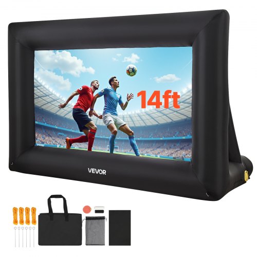 VEVOR aufblasbare Filmleinwand Projektion Beamer Leinwand aus 600D, Projektionsleinwand mit tragbarer Aufbewahrungstasche, 16:9, Filmprojektion für Heimkino Mottoparty Poolspaß (378 x 160 x 317 cm)
