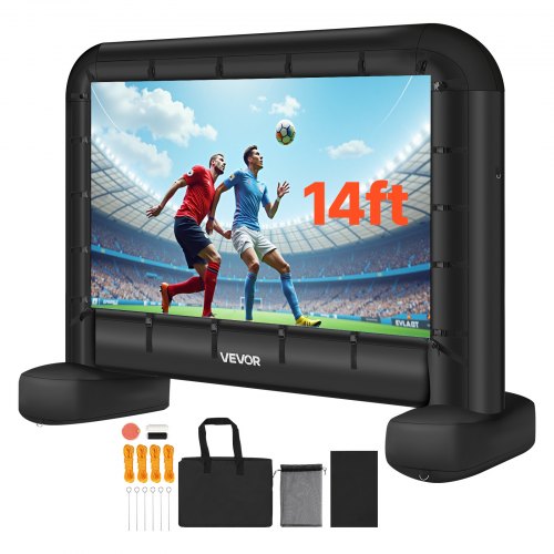 VEVOR aufblasbare Filmleinwand Projektion Beamer Leinwand aus 600D, Projektionsleinwand mit tragbarer Aufbewahrungstasche, 16:9, Filmprojektion für Heimkino Mottoparty Poolspaß (328 x 130 x 251 cm)