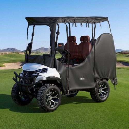 VEVOR Golfwagenabdeckung aus 420D Oxford-Gewebe für 2- und 2+2-Sitzer-Golfwagen, Schutzhülle für die Meisten Golfwagen von Club Car, Yamaha, EZGO & Honda, PVC-Beschichtung & Winddichtes Hakensystem