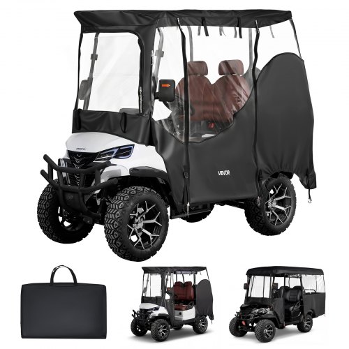 VEVOR Golfwagenabdeckung Sichtbar für 2-Sitzer-Golfwagen (die Meisten Golfcart von Club Car, Yamaha, EZGO & Honda), Regenabdeckung aus 600D-Oxford-Gewebe, mit PU-Beschichtung & Winddichtem Hakensystem