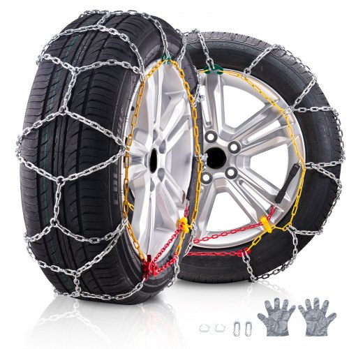 VEVOR Schneeketten Reifenketten aus Mangan-legierter Stahl, Notfall-Traktionsketten, 2 Stk. 675/730 mm Universal Auto Schneeketten Schwerlast Notfallzugketten für Autos Pickups SUVs Lkws, Silber
