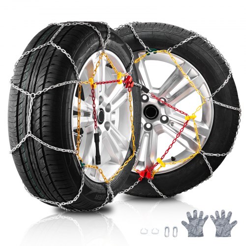 VEVOR Schneeketten Notfall-Traktionsreifenketten Mangan-legierter Stahl, 2 Stk. für Autos Pickups SUVs Lkws Schneereifenketten für 225/70-15, 235/60-16, 235/50-18, 245/45-18, 245/45-17