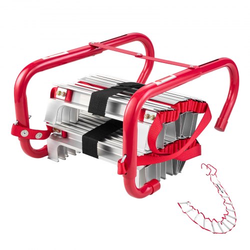 

VEVOR Feuerleiter, 4 m, einziehbare Rettungsleiter max. 453,6 kg, leichte Notleiter aus Aluminiumlegierung mit hochfestem Polyestergurt, rutschfesten Sprossen & breiten Stufen, 2-stöckig