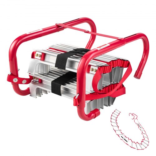 

VEVOR Feuerleiter, 7,62 m, einziehbare Rettungsleiter max. 453,6 kg, leichte Notleiter aus Aluminiumlegierung mit hochfestem Polyestergurt, rutschfesten Sprossen & breiten Stufen, 3-stöckig