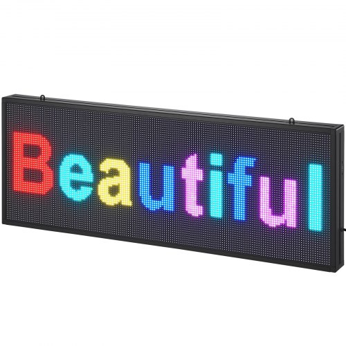 

VEVOR Programmierbares LED-Schild, P10 Vollfarb-LED-Scrolling-Panel, DIY-Anzeigetafel mit Benutzerdefiniertem Textanimationsmuster, WIFI-USB-Steuerung, Nachrichten-Ladenschild 99 x 35 cm