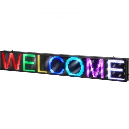 

VEVOR Programmierbares LED-Schild, P10 Vollfarb-LED-Scrolling-Panel, DIY-Anzeigetafel mit Benutzerdefiniertem Textanimationsmuster, WIFI-USB-Steuerung, Nachrichten-Ladenschild 131 x 19 cm