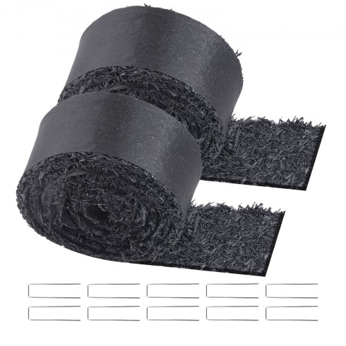 

VEVOR Gummimulch, 2er-Set Gummimulchmatte 3x0,11 m, permanenter Gummiweg, schwarze Mulch-Garteneinfassung für Pflanzen, Unkrautmatte Gemüse und Blumen, Unkrautvlies Gartenbarriere
