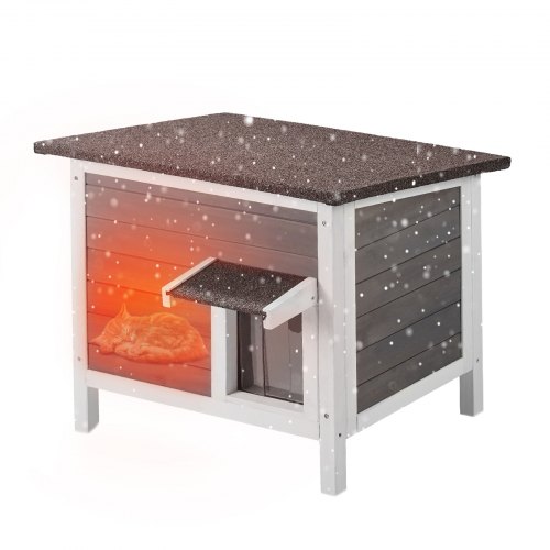 

VEVOR Katzenhaus für draußen, wetterfest, Unterschlupf für Wildkatzen für mehrere Katzen, Katzen-/Kaninchenhaus aus Holz für draußen, rundum schaumisoliert, offenes Dach, Türklappen aus PVC, 61 x 50 x 53 cm (L x B x H)