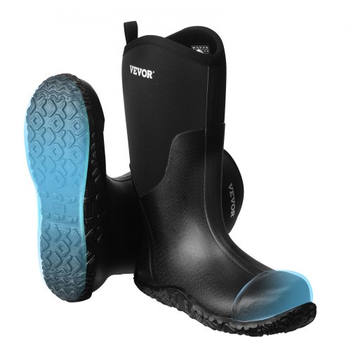 

VEVOR Gummistiefel mit Stahlkappe, Schutzschuhe, wasserdichte Regen-Angelstiefel, rutschfeste Arbeitsschuhe für den Außenbereich, leicht und langlebig, für Fertigung, Bau, Landwirtschaft, Größe 9 US