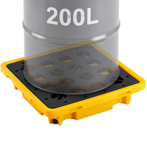 VEVOR Auffangpalette 670x675x150 mm, Industrielle Auffangwanne mit 700 kg Statischer Traglast & 43,2 L Wannenkapazität, Trommelpalette mit Drainage für 1 Fass, Auffangplattform für Lagerung Transport