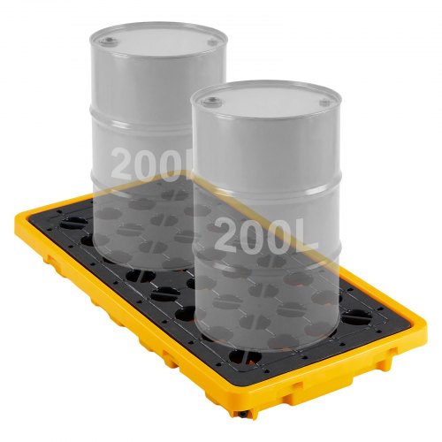 VEVOR Auffangpalette 1316x680x150mm, Industrielle Auffangwanne mit 4000kg Statischer Traglast & 79,5L Wannenkapazität, Trommelpalette mit Drainage für 2 Fässer, Auffangplattform für Lagerung Transport