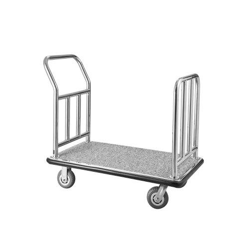 

VEVOR Hotelgepäckwagen, 340 kg Tragkraft, Plattformwagen mit abnehmbarem Vorderrahmen, Parkservicewagen mit Teppichboden & 15 cm großen Gummirädern, ideal für Hotels, Eigentumswohnungen, Resorts