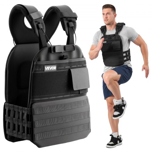 VEVOR Gewichtsweste (ohne Gewichtplatten) mit Schulterpolstern und Reflexstreifen, Trainingsweste für Krafttraining, Laufen, Joggen, Ausdauertraining, Muskeltraining, Home-Gym-Training, Unisex-Design