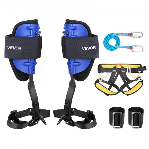 

VEVOR Klettergurte Set, höhenverstellbare Baumklettern Ausrüstung mit Gurten & Gurtzeug, max. Tragkraft 159 kg, robuste Stahlsteigsteigeisen, Baumpflegeausrüstung für Obsternte & Jagd