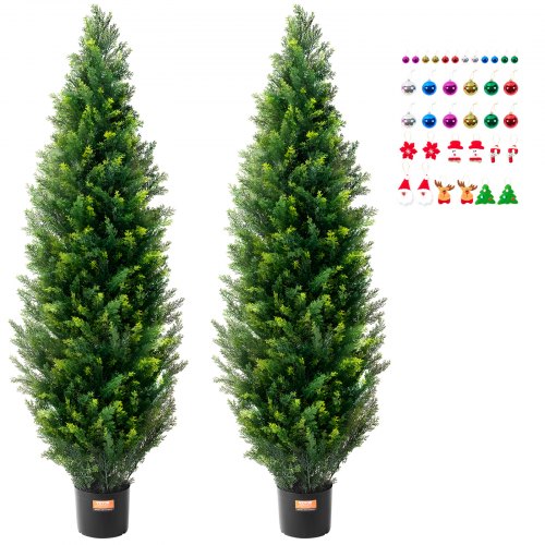 

VEVOR 2er-Set Künstliche Zeder Formschnittbaum Kunstpflanzen PE Zypresse152,4cm