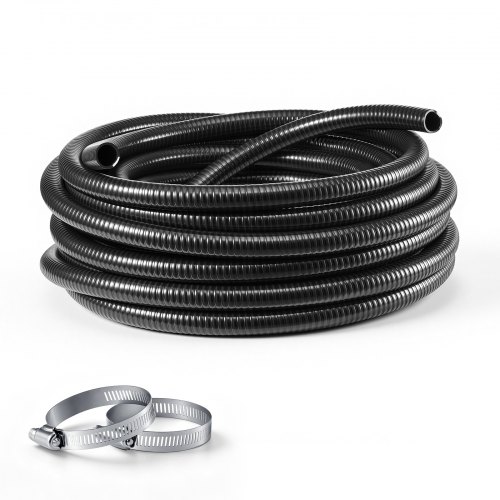 VEVOR Saugschlauch 1 Zoll x 25 m PVC Wasseransaugschlauch für Poolpumpen Bewässerung Wasserentnahme, 72,5 psi, ohne Vorinstallierte Anschlüsse, Wetterfest & Berstfest, inkl. Schlauchschellen