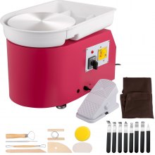 VEVOR Töpferscheibe 350 W Keramik Rad Maschine, Elektrische Töpferscheibe Maschine 220 V, Max. 300 U / min, Fußpedal, Drehrichtung einstellbar Rosa, 60 dB Geräuscharm, Töpferei Kunstwerk DIY