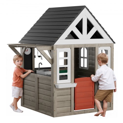 

VEVOR Spielhaus Kinder Kinderspielhaus Holz Gartenhaus 1403x1260x1660mm Garten