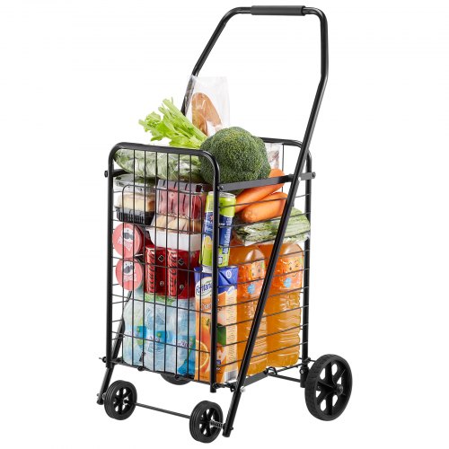 

VEVOR Einkaufswagen zusammenklappbarer Einkaufstrolley mit Schwenkrädern & 40,8 kg großer Tragkraft, 39 L Einkaufsroller Wäschewagen für Wäsche Einkaufen Camping Lebensmittel Gepäck Schwarz